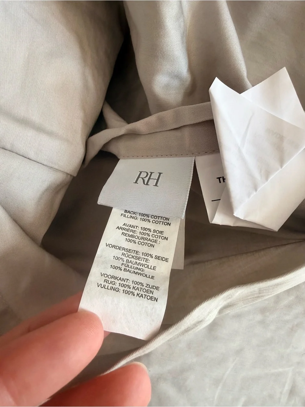 RH Silk Pick Stitch Shams Pair - Mist Grey NWT